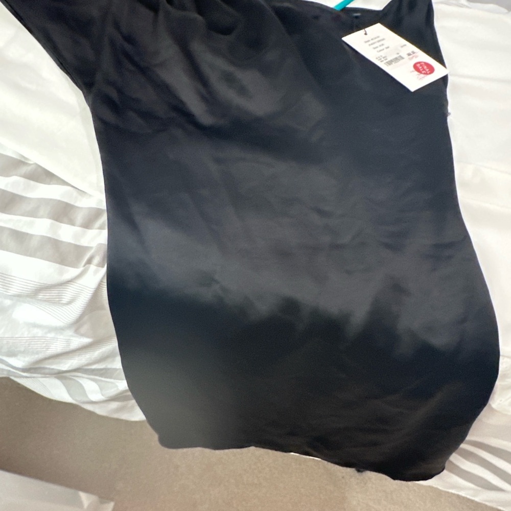 NWT ANNA QUAN ASYMMETRICAL OFF-SHOULDER SATIN MINI BLACK DRESS SIZE 4 - Picture 7 of 14